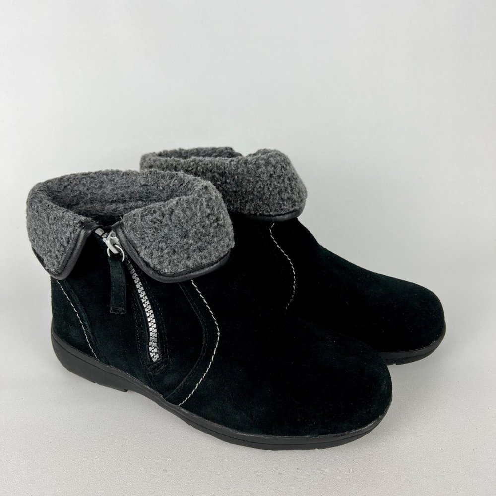Khombu Womens Black Waterproof Shearling Lined Zip Winter Ankle Boots size 8